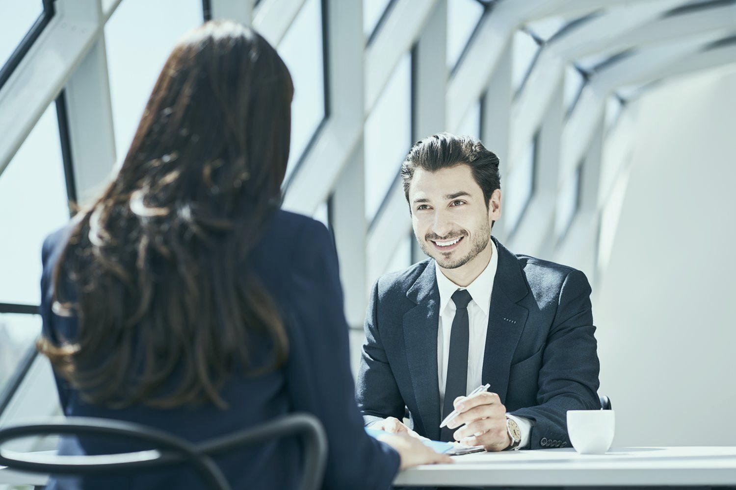 Candidate interview across a table